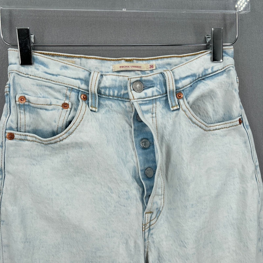 Levi's Ribcage Straight Jeans Women 26 Light Wash Denim High Rise Ankle - Picture 7 of 16